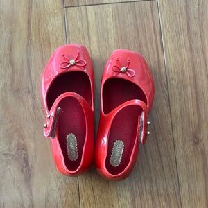Mini Melissa Red Ballerina Shoes with Bow